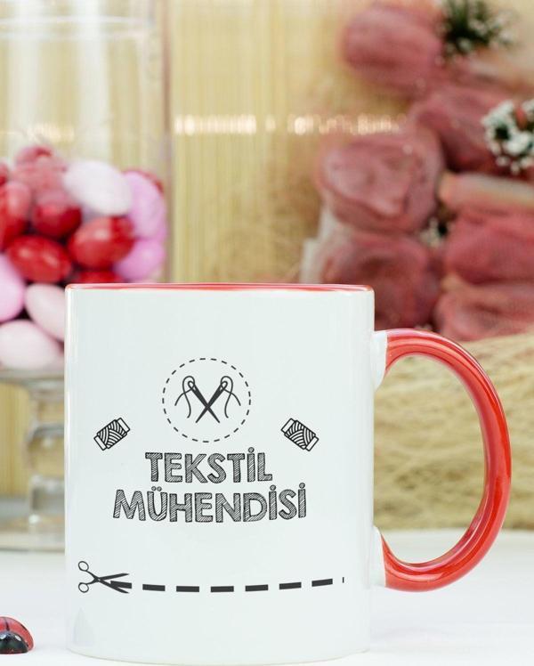 Hediyelen Tekstil Mühendisi Kupa Bardak Kırmızı - Image 1