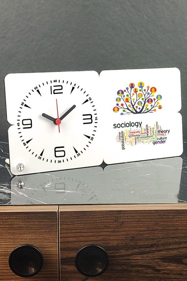 Hediyelen Sosyolog Ahşap Masa Saati 002 - Image 1