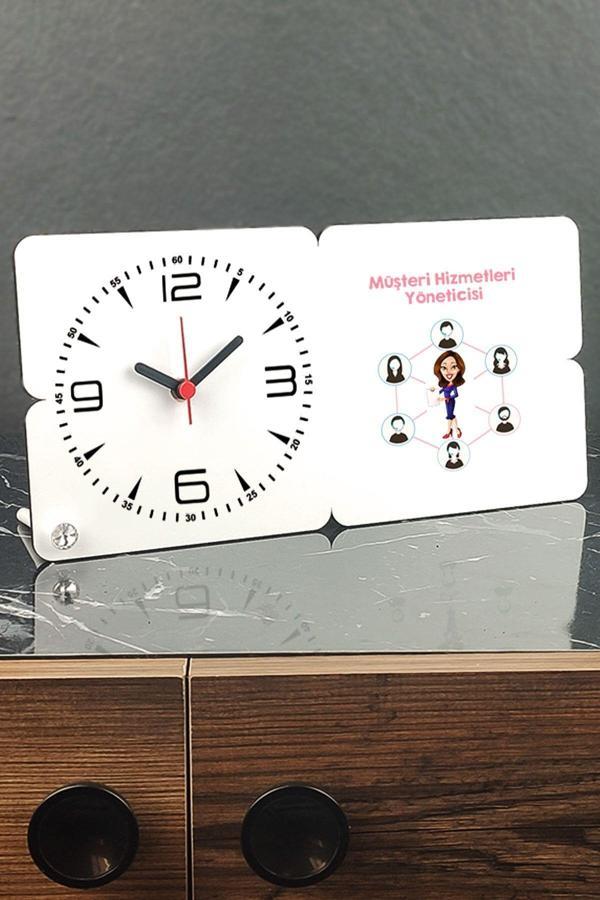 Hediyelen Müşteri Hizmetleri Yöneticisi Ahşap Masa Saati - Image 1