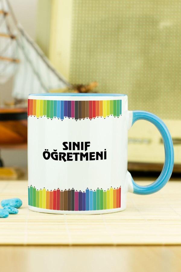 Hediyelen Sınıf Öğretmeni Kupa Bardak Mavi - Image 1