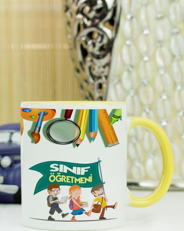 Hediyelen Sınıf Öğretmeni Kupa Bardak Sarı - Image 1