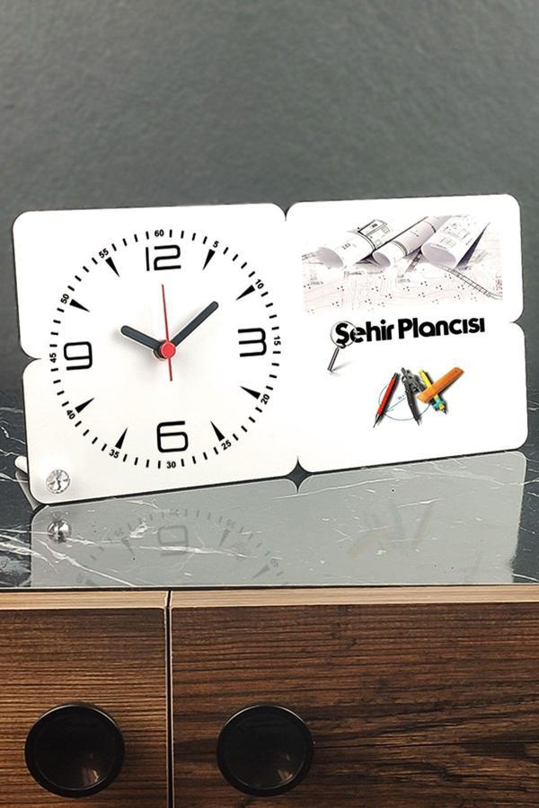 Hediyelen Şehir Plancısı Ahşap Masa Saati - Image 1