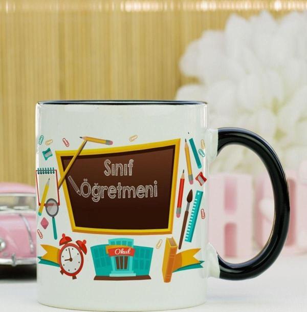 Hediyelen Sınıf Öğretmeni Kupa Bardak Siyah - Image 1