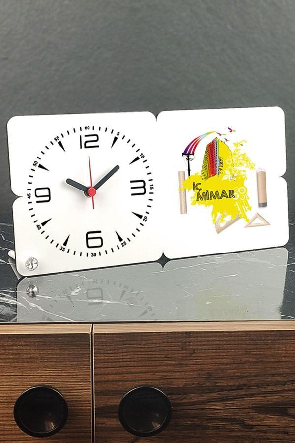 Hediyelen İç Mimar Ahşap Masa Saati - Image 1
