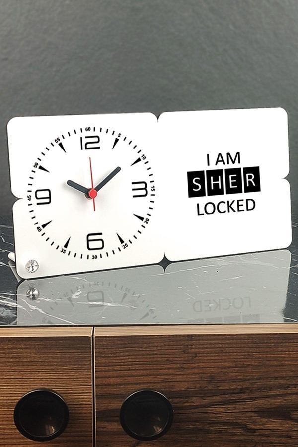 Hediyelen I Am Sherlocked Ahşap Masa Saati 001 - Image 1