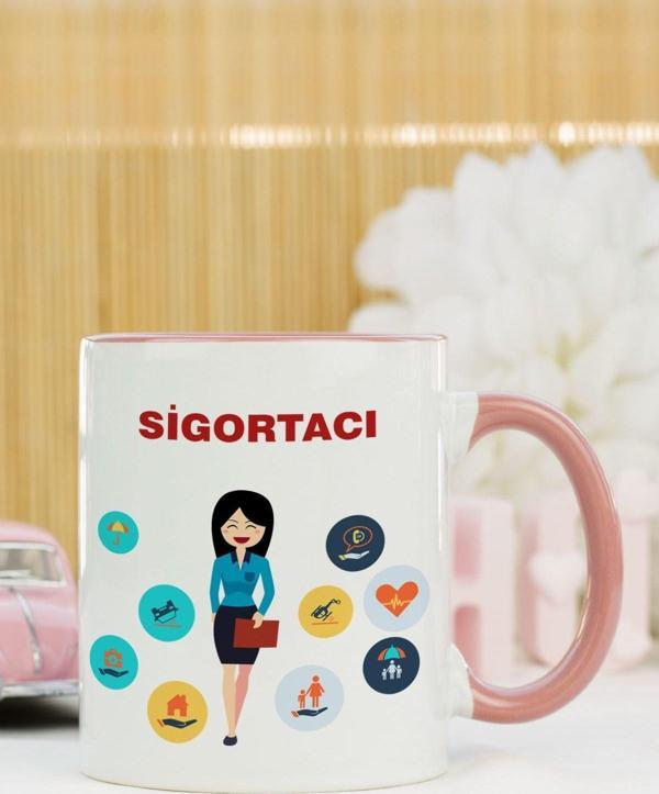 Hediyelen Sigortacı Kupa Bardak Pembe - Image 1