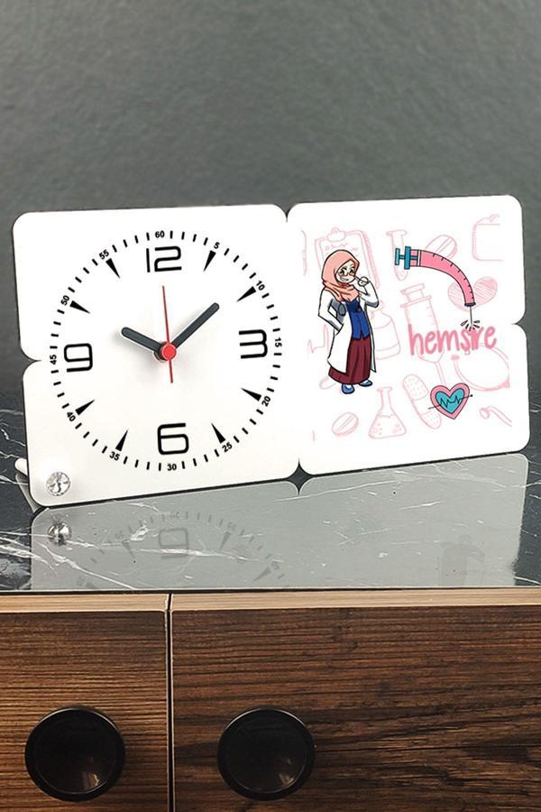 Hediyelen Hemşire Ahşap Masa Saati 002 - Image 1