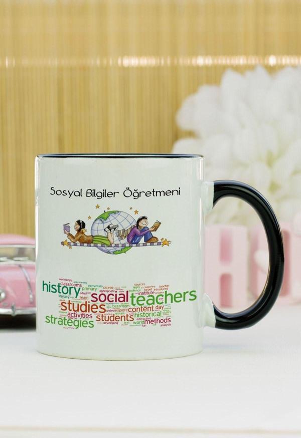 Hediyelen Sosyal Bilgiler Öğretmeni Kupa Bardak Siyah - Image 1