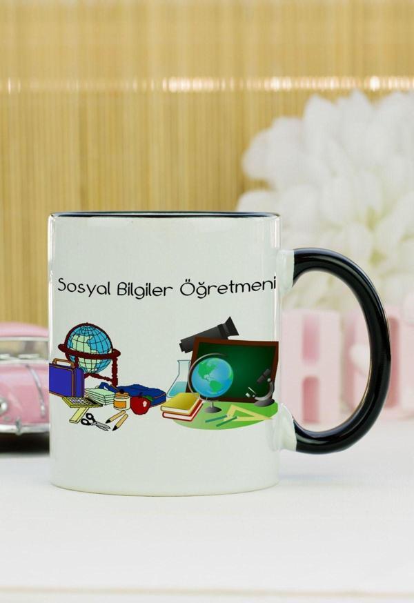 Hediyelen Sosyal Bilgiler Öğretmeni Kupa Bardak Siyah - Image 1