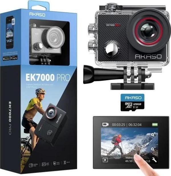 AKASO EK7000 Pro 4K Dokunmatik Ekran Sualtı Aksiyon Kamerası With 128GB MicroSD Card - Image 1