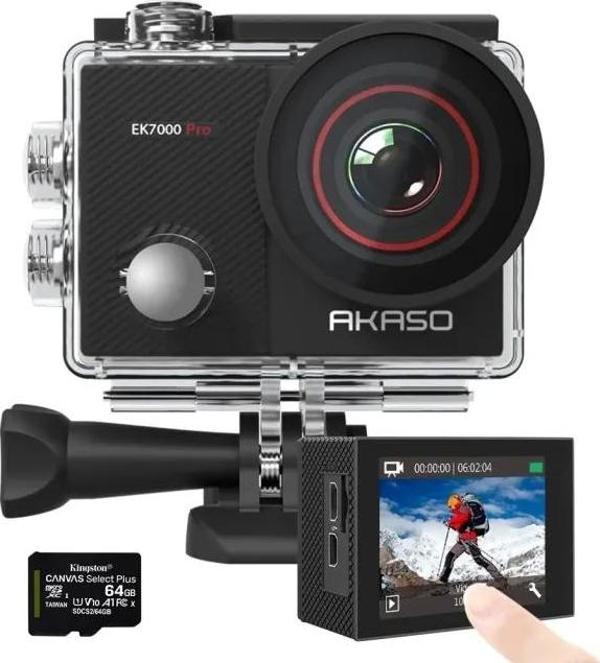AKASO EK7000 Pro 4K Dokunmatik Ekran Sualtı Aksiyon Kamerası With 64GB MicroSD Card - Image 1
