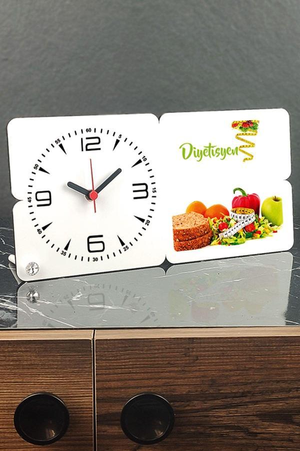 Hediyelen Diyetisyene Hediye Ahşap Masa Saati 002 - Image 1