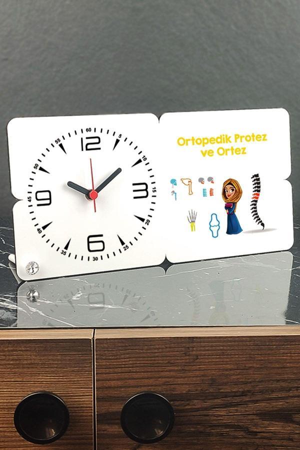 Hediyelen Ortopedik Protez Ve Ortez Ahşap Masa Saati - Image 1