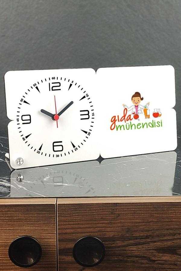 Hediyelen Gıda Mühendisine Hediye Ahşap Masa Saati - Image 1