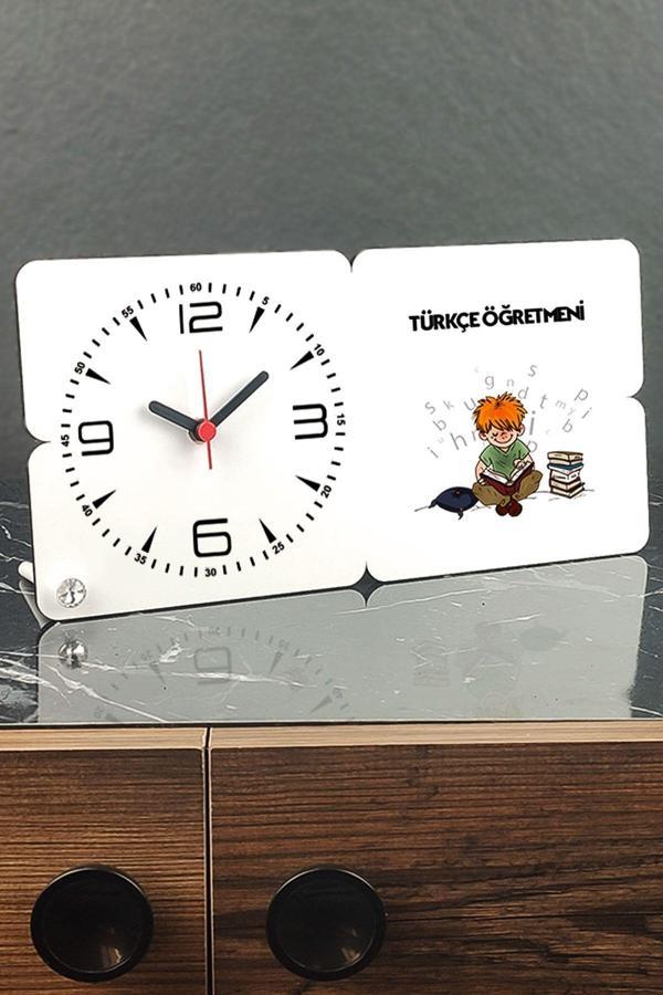 Hediyelen Türkçe Öğretmeni Ahşap Masa Saati 05 - Image 1