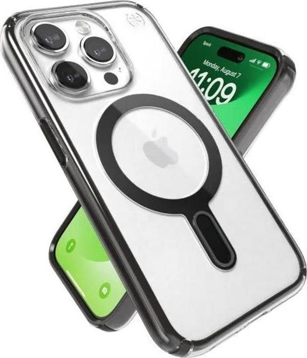 Speck ClickLock iPhone 15 Pro Kılıfı Clear/Frosted Black/Black/Slate Grey - Image 1