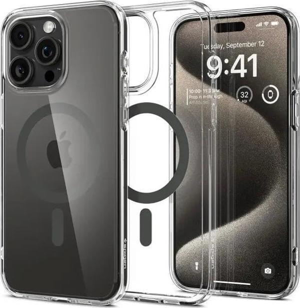 Spigen Manyetik Ultra Hybrid MagFit iPhone 15 Pro Max Kılıf Graphite - Image 1