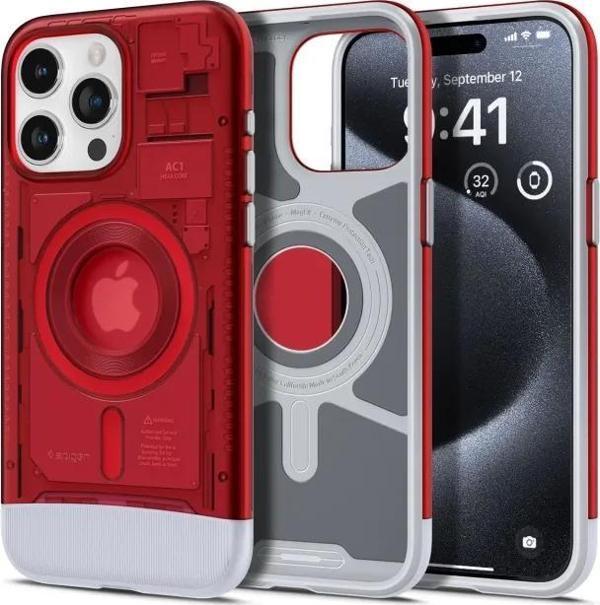 Spigen iphone 15 Pro Manyetik Klasik C1 MagFit Kılıf Ruby - Image 1
