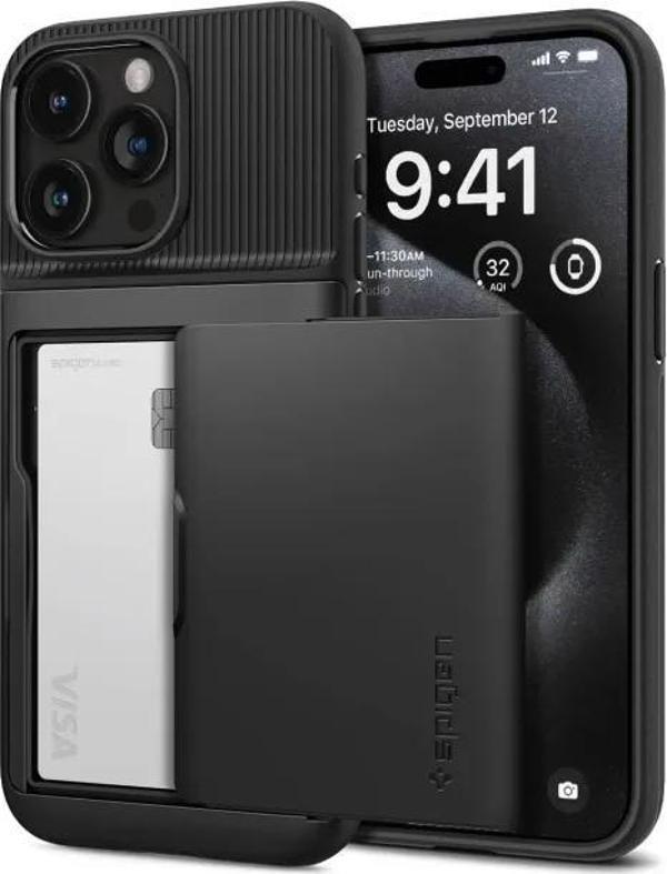 Spigen iPhone 15 Pro Max [Military-Grade Protection] Slim Armor CS Kılıf Black - Image 1