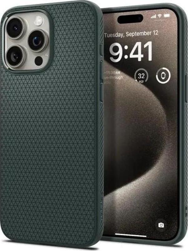 Spigen iPhone 15 Pro Max Liquid Air Armor [Military-Grade Protection] Kılıf (2023) Abyss Green - Image 1
