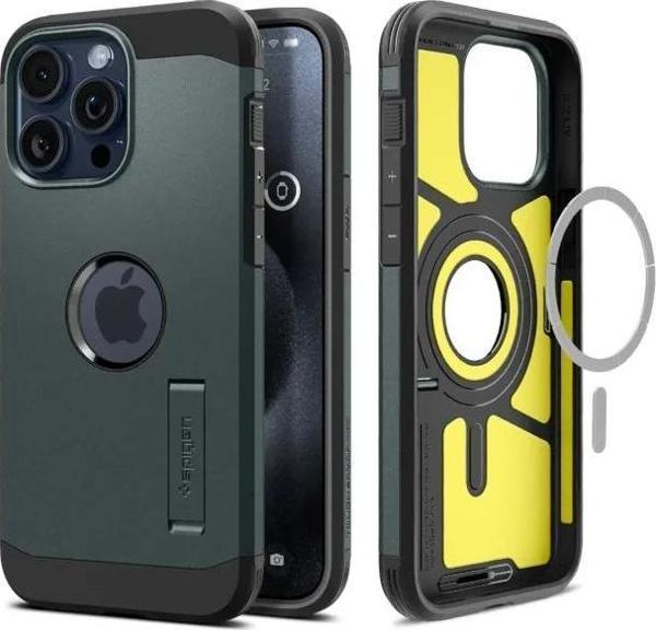 Spigen iphone 15 Pro Max Manyetik Tough Armor MagFit Kılıf Abyss Green - Image 1