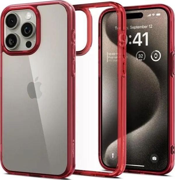 Spigen Ultra Hybrid iPhone 15 Pro Max Kılıf(2023) Deep Red iPhone 15 Pro - Image 1
