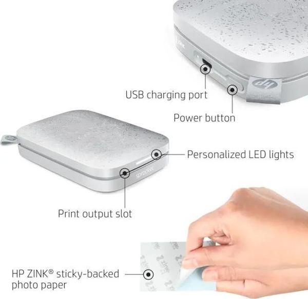 HP Sprocket Taşınabilir 2x3" Anında Fotoğraf Yazıcısı Gri Printer - Image 1