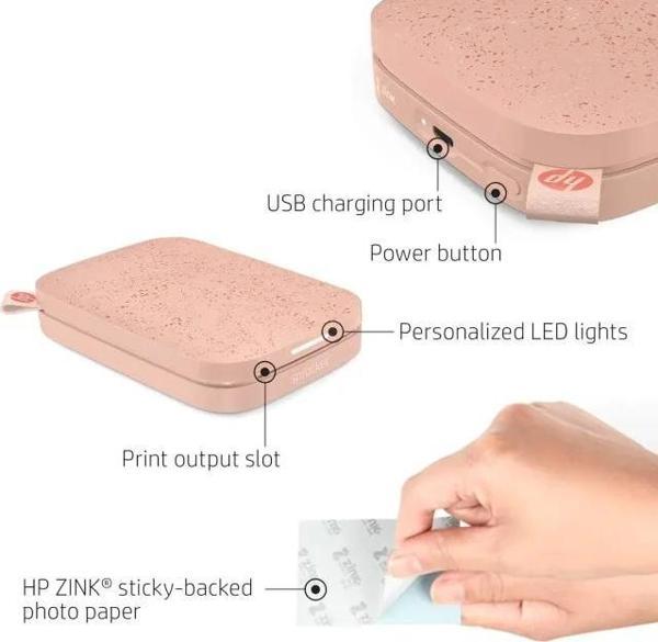 HP Sprocket Taşınabilir 2x3" Anında Fotoğraf Yazıcısı Pembe Printer - Image 1