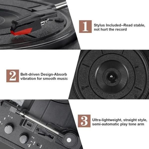 DIGITNOW Vinil Plak Çalar Kablosuz Pikap  BLUE - Image 1