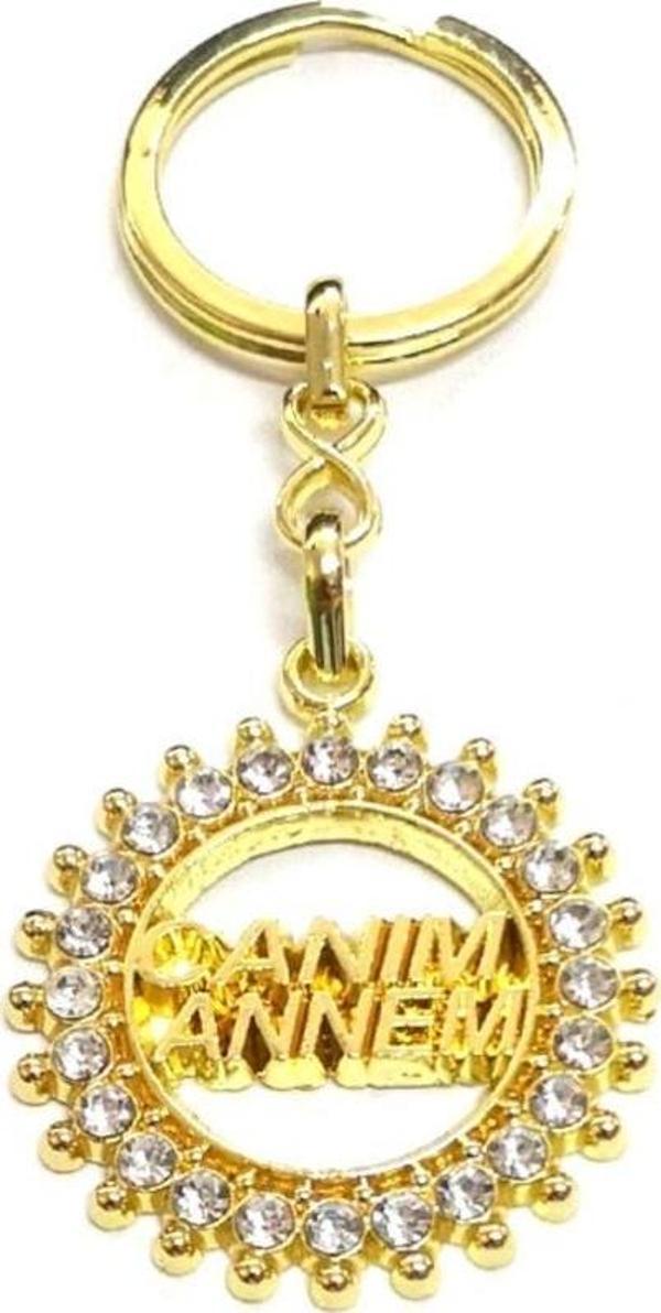 Canım Annem Yazılı Metal Anahtarlık Hediyelik Anahtarlık Taşlı - Image 1