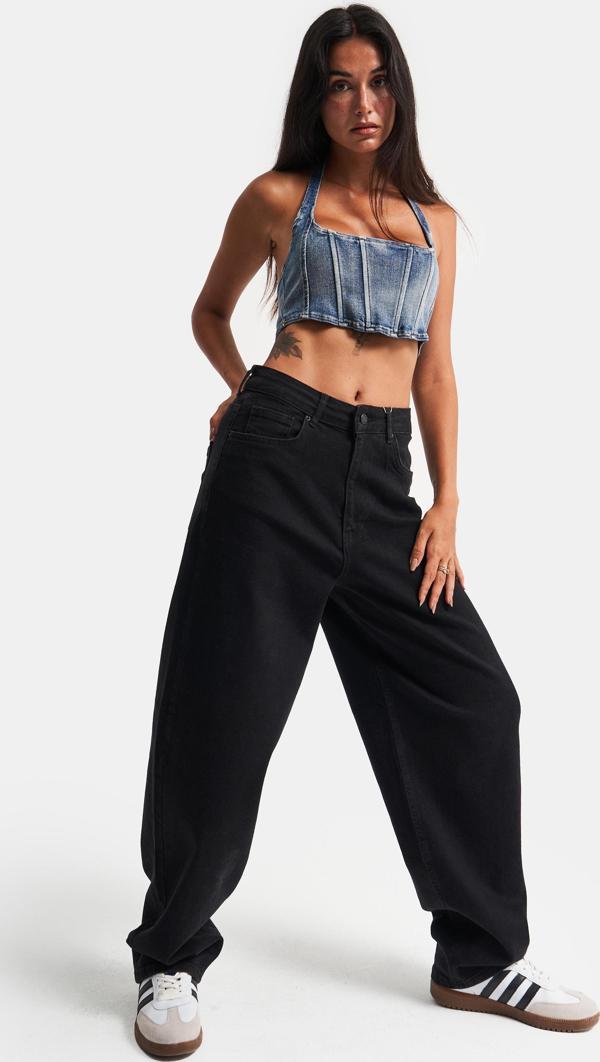 Kadın Siyah Renk Esnek Kumaş Skater Fit Denim - Image 1