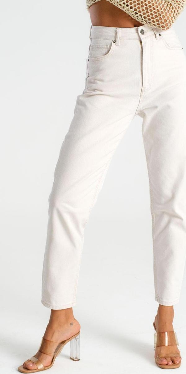 Yüksek Bel Bej Rengi Mom Jean - Image 1