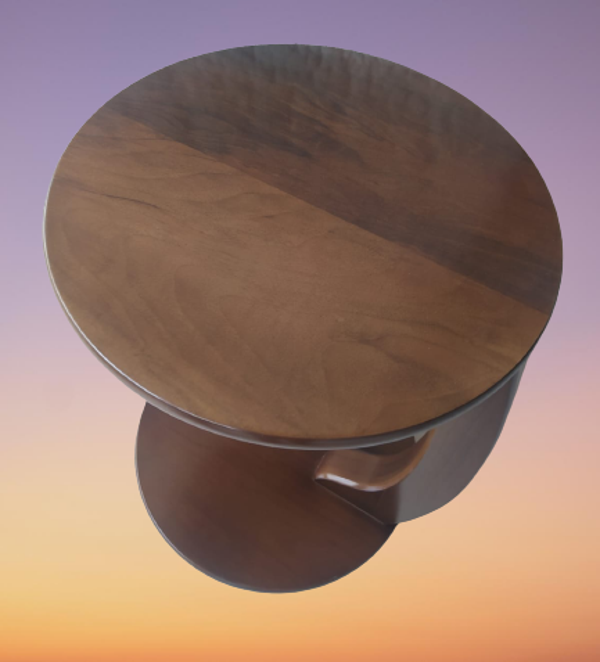 UFO C ST Sehpa MDF Parlak Ceviz Lake Boya Tekerlekli Kanepede Oturu Çalışma İmkan - Image 1