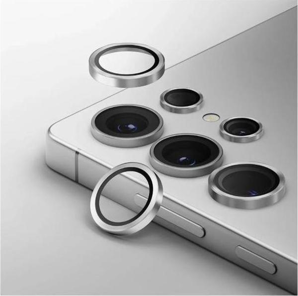 Sunix Samsung S25 Plus İle Uyumlu Darbeye Dayanıklı Safir Kamera Lens Koruyucu Gümüş - Image 1