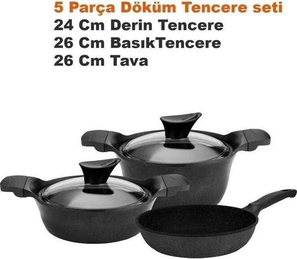 Cvs Dn 20030 5 Parça Döküm Granit Tencere Seti (24-26-26 Cm ) - Image 1