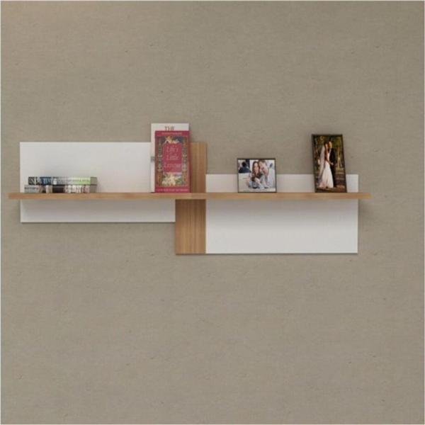 Bmdekor Duvar Rafı Rest Beyaz Teak - Image 1