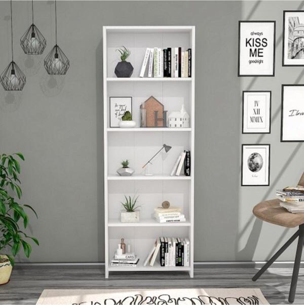 Bmdekor Lilium 5 Raflı Dekoratif Kitaplık Beyaz - Image 1