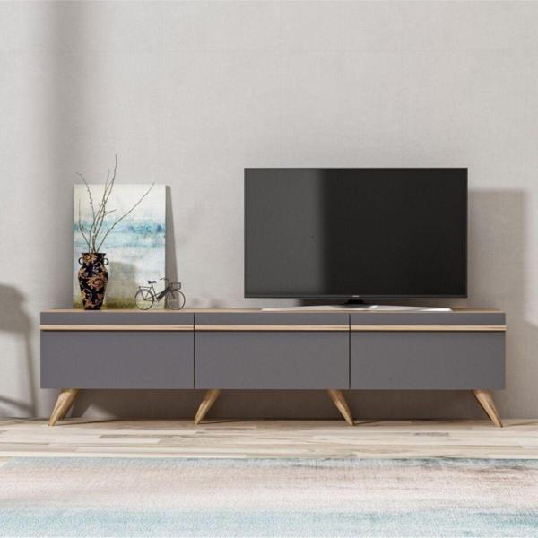Bmdekor Tv Sehpası Asil Antrasit Meşe 180 Cm - Image 1