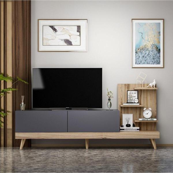 Bmdekor Tv Sehpası Desso Antrasit Ceviz 180 Cm - Image 1