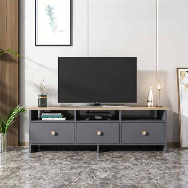 Bmdekor Tv Sehpası Ozan Antrasit Meşe 150 Cm - Image 1