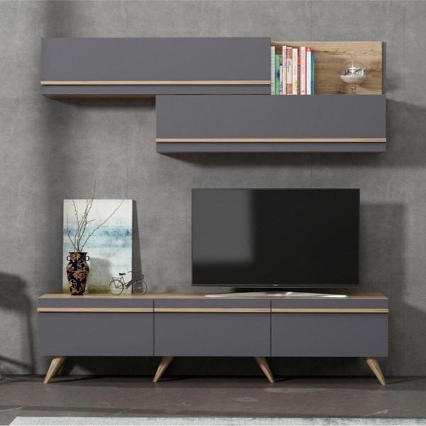 Bmdekor Tv Ünitesi Asil Antrasit Meşe 180 Cm - Image 1