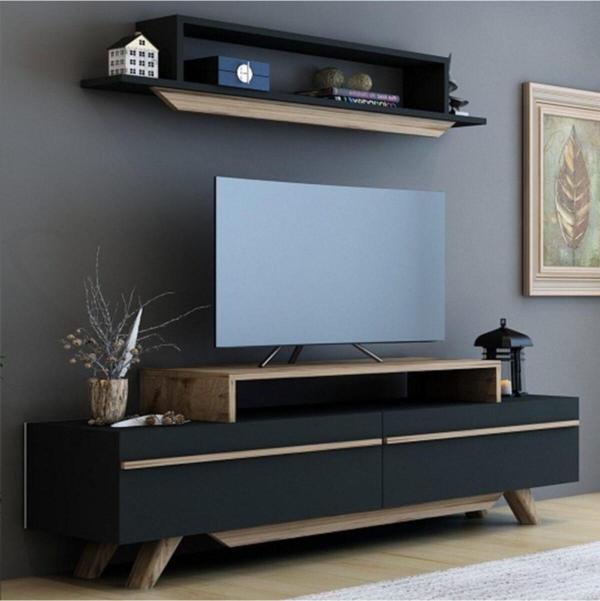 Bmdekor Tv Ünitesi Harmony Antrasit Ceviz 150 Cm - Image 1