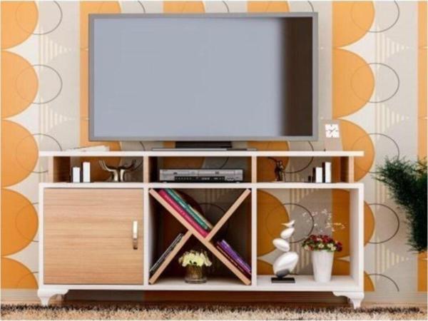 Bmdekor Tv Ünitesi Kamer Tasarım Beyaz Teak - Image 1