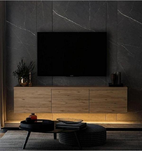 Meltem Çelik - Bmdekor Tv Sehpası Norm Duvara Monte Atlantikçam Led Işıklı 160 Cm - Image 1
