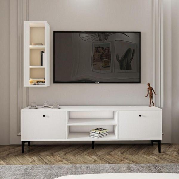 Meltem Çelik - Bmdekor Tv Ünitesi Cunda Beyaz Led Işıklı 150 Cm - Image 1