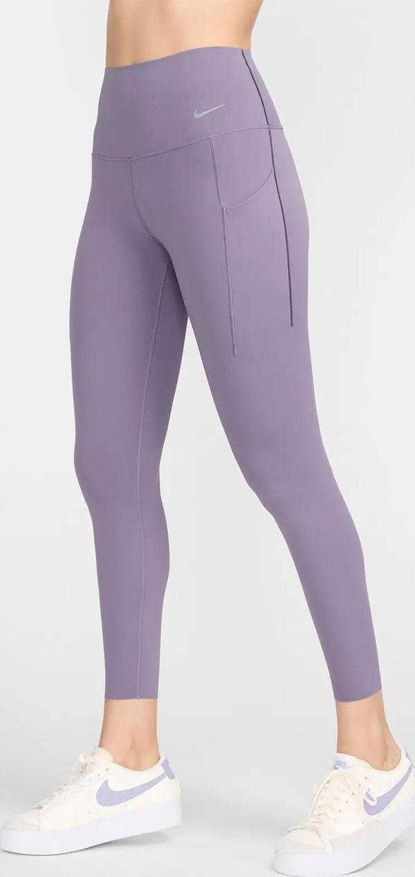 Nike Dri Fit Universa High Rise 7/8 Length Kadın Yüksek Bel Lazer Kesim Toparlayıcı 2 Cepli Dalgıç Kumaş Tayt Mor - Image 1