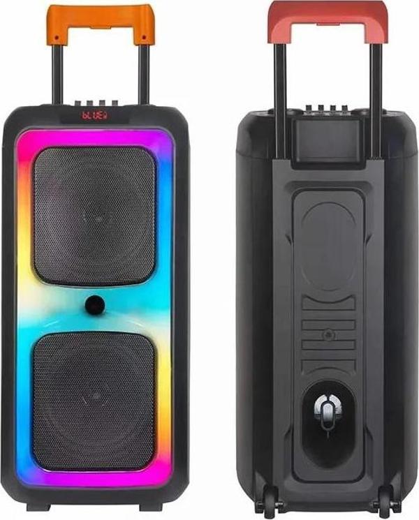 Büyük Boy Bluetooth Hoparlör Kablosuz Mikrofon Kumanda Tekerlek USB BT TF FM Destekli Party Speaker - Image 1