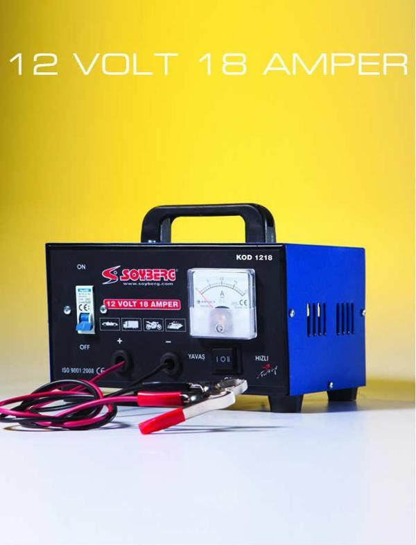 Soyberg S1218M 1 Akülük Manuel Akü Sarj Cihazı 12 V, 18 A - Image 1