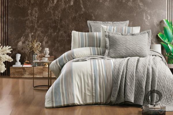 Zebra Casa Laden Yatak Örtüsü Seti Vizon Zc02 - Image 1