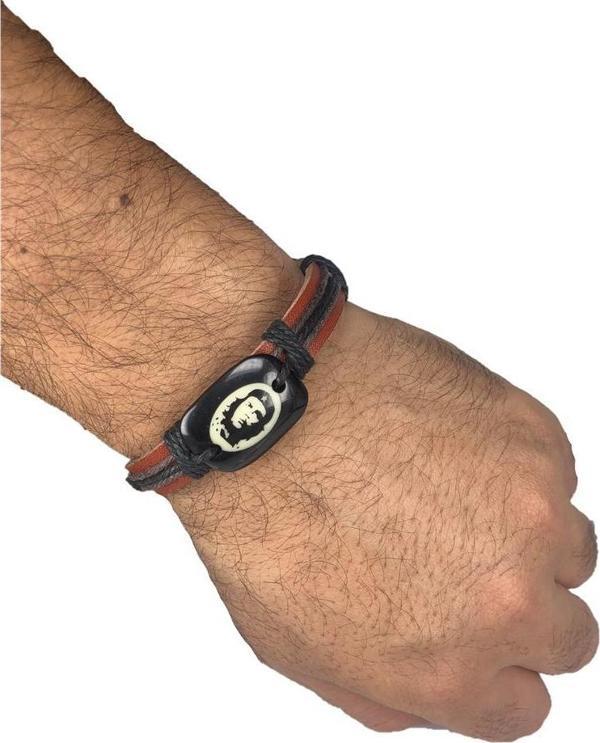 Che Guevara Figürlü Deri Bileklik Kahve - Image 1